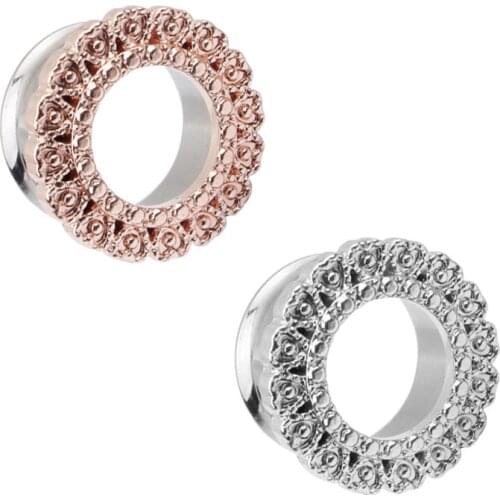 New Style Rose Gold Sandblast Stainless Steel Ear Plugs Hollow Expander Stretcher Tunnels Piercing Gauges 6mm To 16mm