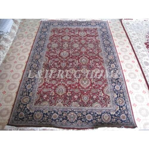 Free shipping 6'X9' 160 Line Hand-knotted Wool and silk Oriental Persian carpet handmade carpet, multi colored yarns