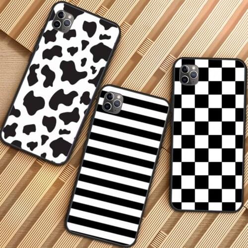 Black and white checked cattle Phone Case for iPhone 11 12 mini pro XS MAX 8 7 6 6S Plus X 5S SE 2020 XR