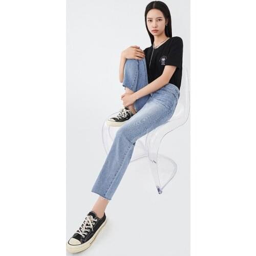 INMAN Summer Jeans Trouser Minimal Design Casual Style Women Fit Fashion Rough Leg End Bottom