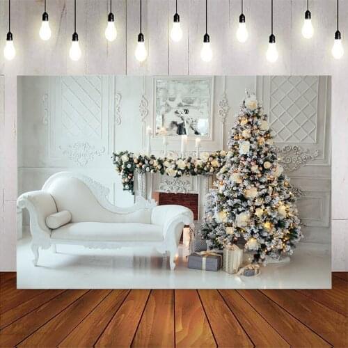 Photography backdrop christmas tree photo backgound studio fireplace gifts X-mas family party decoration supplies vinyl floor