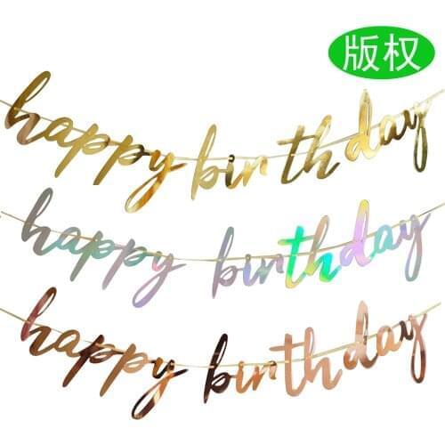 Happy Birthday Banner Bunting paper Birthday Party Hanging Garland Banner Baby Shower Decoration