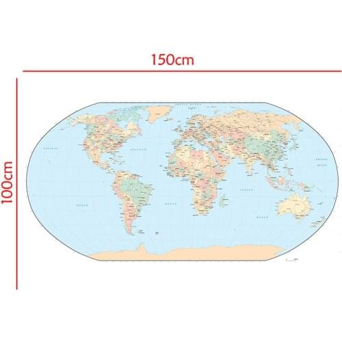 150x100cm World Map Mercator Projection Non-woven Non-Smell Map without National Flag For Travel and Tour