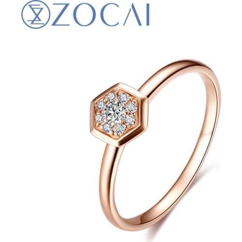 ZOCAI Brand Ring The Honeycomb Series Real 0.07 CT Diamond Ring 18K Rose Gold (Au750) JBW90227T