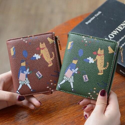2021 New Womens Wallet Designer Creative Cartoon Short Wallets Leather Zipper Coin Purse for Students Card Holder Mens Wallet