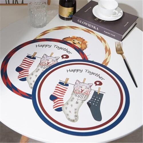 Ins Coffee Cup Leather Placemat Tableware Coaster Pad Retro American Style Heat Insulation Non-Slip Table Mat Home Decoration
