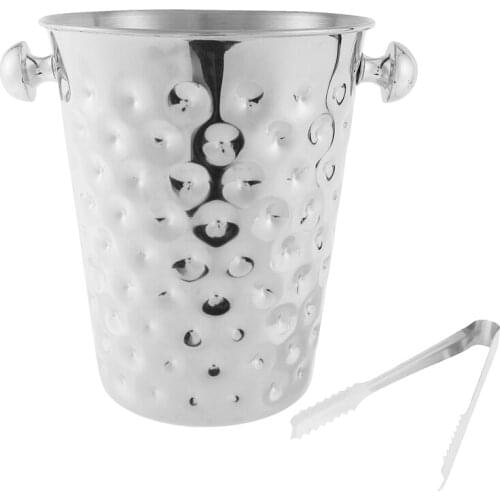Creative Stainless Steel Hammered Ice Bucket Wine Champagne Bucket Home Hotel Ice Cube Supplies KTV Supplies