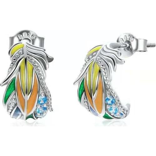 The 2021 Best Seller Is Personalized Enamel-Dripping Feathered Crystal Stud Earrings