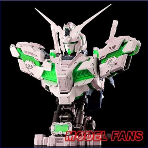 MODEL FANS INSTOCK YIHUI model assembly Gundam unicorn green bust model 1:35 contain led light action figure toy