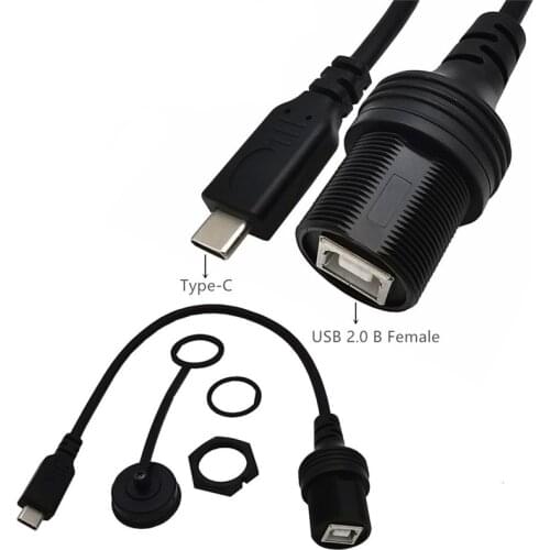30cm Car Dash Flush Mount Type-C USB 3.1 Type B Cable Socket Cable Installation Panel Kit 0.3M