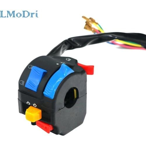 LMoDri Motorcycle Multi-function Switch 22mm Handlebar Dirt Bike ATV Five-function Switches ON/OFF For Head Light Horn Indicator