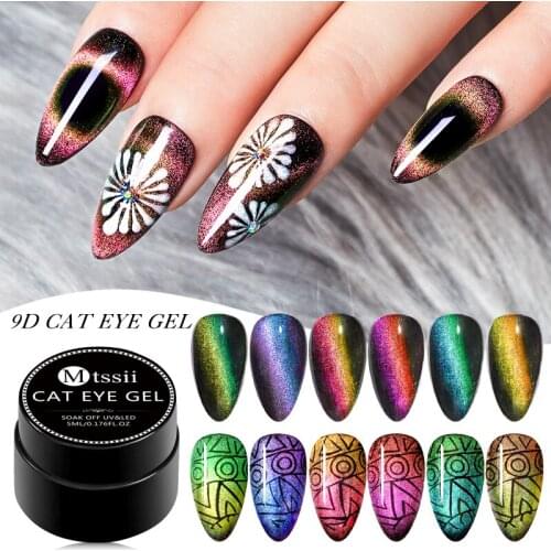 Mtssii Magnetic Cat Eye UV Gel Nail Polish Magnet Laser Nail Art Varnish Starry Sky Jade Effect Soak Off UV Gel Nail Art Lacquer