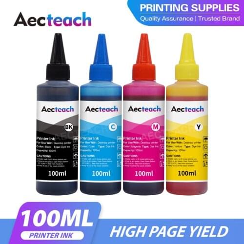 Aecteach new 100ml Bottle Ink Refill Kit For HP 21 22 301 302 304 121 122 123 650 652 300 140 141 350 351 343 338 Ink Cartridge