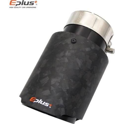 EPLUS Car Smithing Pattern Matte Carbon Fiber Muffler Tip Exhaust System Pipe Mufflers Nozzle Universal Straight Stainless Black