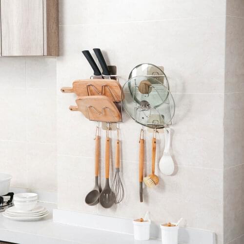 Wall Mounted Kitchen Storage Shelf Rack Cutting Board Holder Pan Cover Pot Lid Holder Organizer Kitchen Organizer Shelves