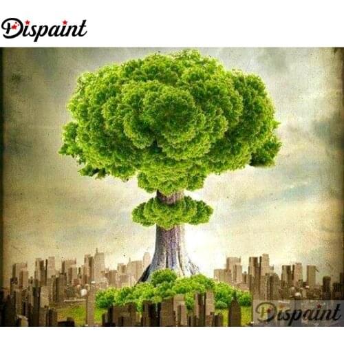 Dispaint Full Square/Round Drill 5D DIY Diamond Painting "Green tree" Embroidery Cross Stitch 3D Home Decor A11660