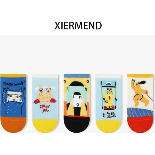 10 pieces = 5 pairs autumn women socks cotton socks original cartoon animal slipper socks summer socks women