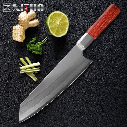 XITUO 8 Inch Chef Knife 7 Layer Composite Steel Professional Japanese Kitchen Knife Cleaver Sushi Gyuto Knife Octagonal Handle
