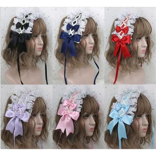 Lolita Girl Headband Lace Bowknot Headwear Cosplay Princess Hair band Hairpin Hair Accessories B1049