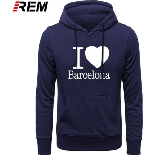 REM I Love Barcelona Creative Sweatshirts Men Mens Hooded Fleece Pullover Hoodies, Sweatshirts