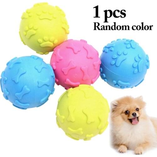 Rubber Squeaky Dog Ball Creative Funny Dog Bite Ball Pet Chew Ball Toy Bite Resistant Ball Pet Chew Squeaky Toy Random Color