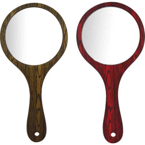 Handheld Mirror with Wood Handle for Salon Barbers Hairdressers Vintage Hairdressing Mirror