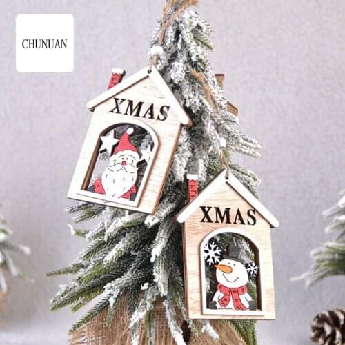 Christmas Man Gifts Wood&Iron Elk Tree Ornaments Farmhouse Decor Pendants Hanging Crafts New Year 2021 Xmas Home Decoration