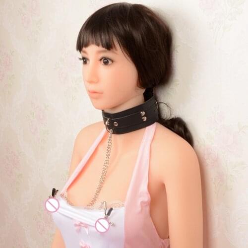 Cervical Collar with Nipple Clamp,PU Collar Breast Clip,Nipple Clip,Adult Game,Erotic Positioning Restraint Sex Bandage Toy