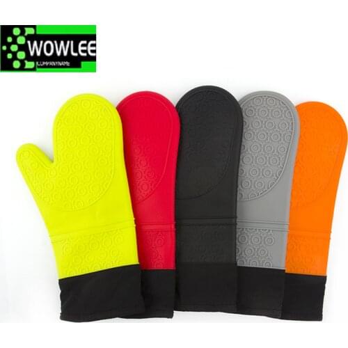 Heat-Resistant Gloves Silicone Cooking Oven Mitts Barbecue Gants Microwave Bbq Non-Slip Mittens Thickening Glove
