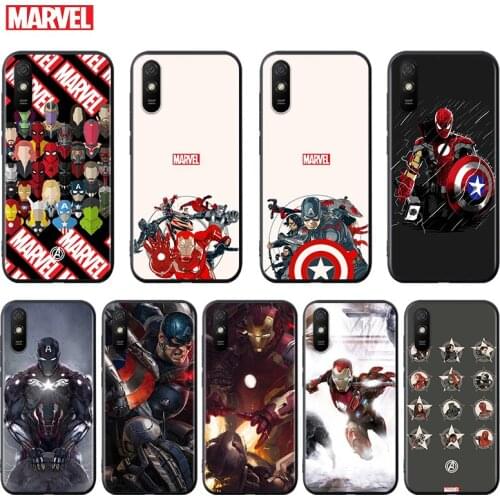 Silicone Cover Marvel Avengers superheroes For Xiaomi Redmi K40 K30i K30T K30S K20 10X GO S2 Y2 Pro Ultra Black Phone Case