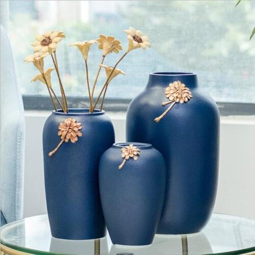 Ins Nordic modern minimalist blue ceramic vase decoration living room creative home decoration ornaments