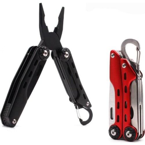 Stainless Steel Folding Pliers Outdoor Multi-Purpose Pliers With Carabiner+Nylon Sleeve+ Phillips & Slotted Screwdriver+Knife
