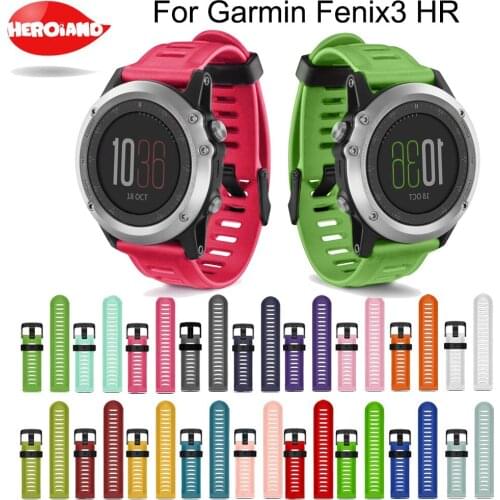 Replacement 19 Color Silicone Watchband Horloge Bandjes Bracelet +Watch Strap Tool Saat Kordonu Silikon For Garmin Fenix 3 Hr