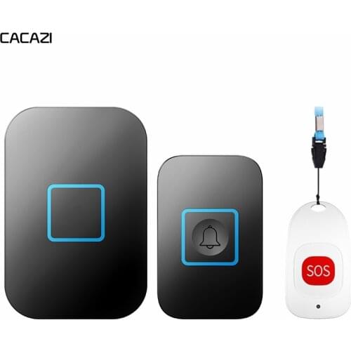 CACAZI Intelligent Home Wireless Pager Doorbell 60 Chime 0-110DB Old man child emergency Alarm call 80 Remote Waterproof pager