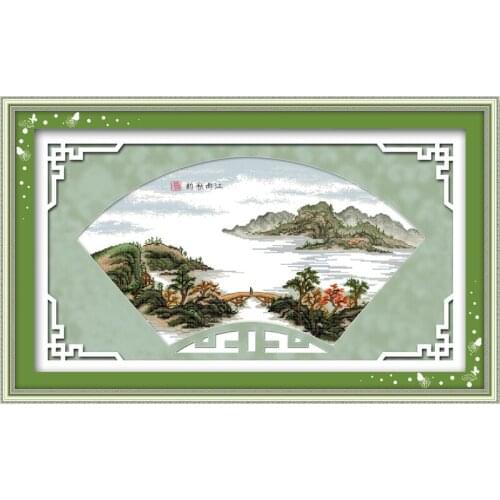 Everlasting Love Autumn Of Changjiang River Chinese Cross Stitch Kits Ecological Cotton Stamped Printed Christmas Decorations