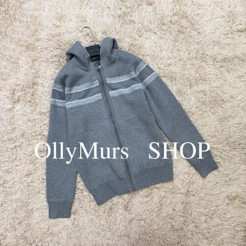 Double-sided zipper cashmere sweater Hooded presbyopia jacquard long-sleeved knitted sweater jacket