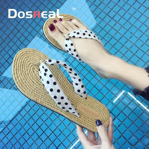 Dosreal Summer Ladies Flip Flops Women Non-Slip Outer Wear Flat Slippers Cute Floral Holiday Style Beach Shoes Womens Shoes