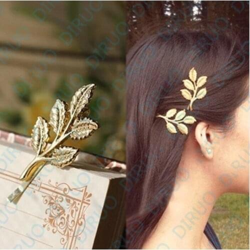 1Pc Fashion Lovely Leaves Golden Metal Punk Hairpin Hair Clip Hair Accessories