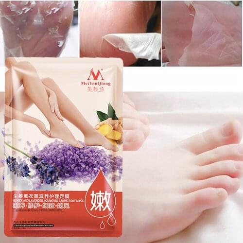 1PCS Remove Dead Skin Exfoliating Foot Mask Ginger and Lavender Nourished Caring Foot Care Mask Peeling Cuticles Heel Feet Care