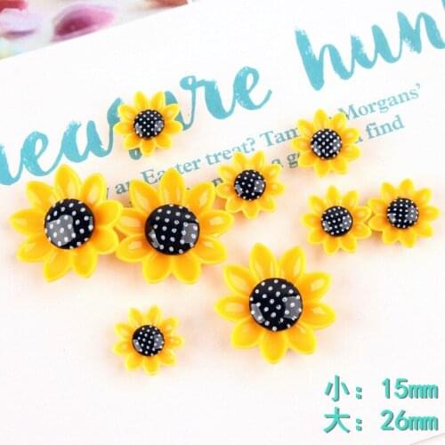 10pcs Boutique cabochon bijoux Resin sunflower sun flower floral charms ornament decoration Jewelry making Handicraft Material