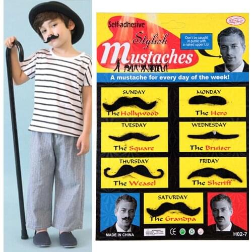 12PCS Funny Fake Mustache Halloween Cosplay party Decorations Fancy Fake black beard Mexican Party Decoration Kids Adult