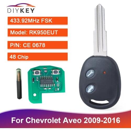 DIYKEY 2 Button Remote Car Key Model: RK950EUT P/N: CE 0678 433.92MHz for Chevrolet Aveo 2009-2016 with 48 Chip