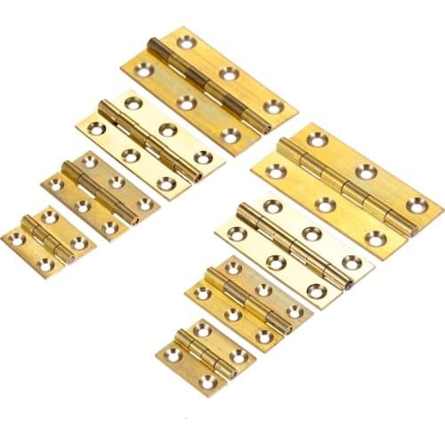 2pcs/set Brass Hinges w/screws 4/6 Holes Golden Decor Cabinet 1/1.5/2/2.5 inch Door/Furniture Wood Jewelry Box Wine Case Cabinet