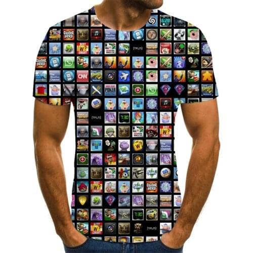 2020 summer new 3D mens T-shirt three-dimensional psychedelic color printing mens fashion and handsome 0-neck shirt