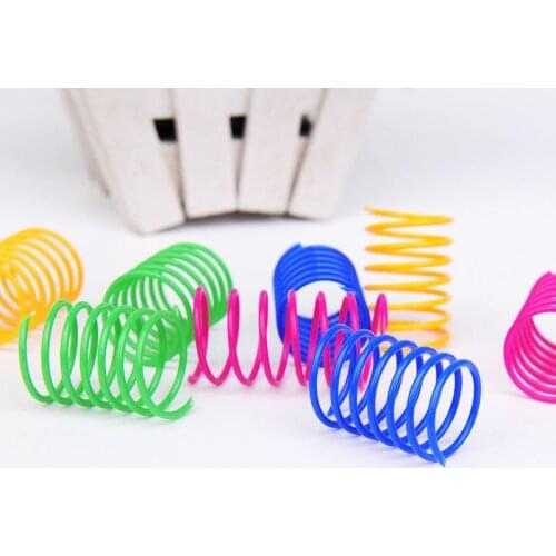 4pcs/lot Cat Spring Toy Plastic Colorful Coil Spiral Springs Pet Action Wide Durable Interactive Toys