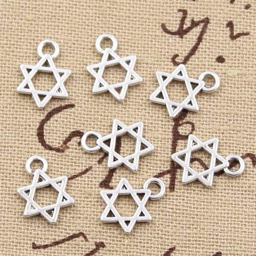 50pcs Charms Star Of David Shield 13x10mm Antique Pendant fit,Vintage Tibetan Silver color,DIY Handmade Jewelry