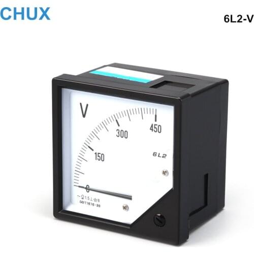 6L2-V Square Panel Volt Meter AC Pointer Analog Voltmeter 80mm*80mm Voltage Meter 50V 100V 250V 300V 450V 500V 750V 1000V