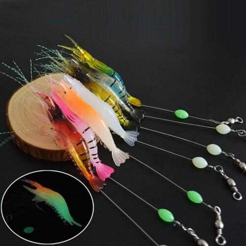 7Pcs 5g/8cm Luminous Shrimp Soft Lure Artificial Silicone Bait With Hooks Swivels Lures Set Carp Fishing Equipment Accessories
