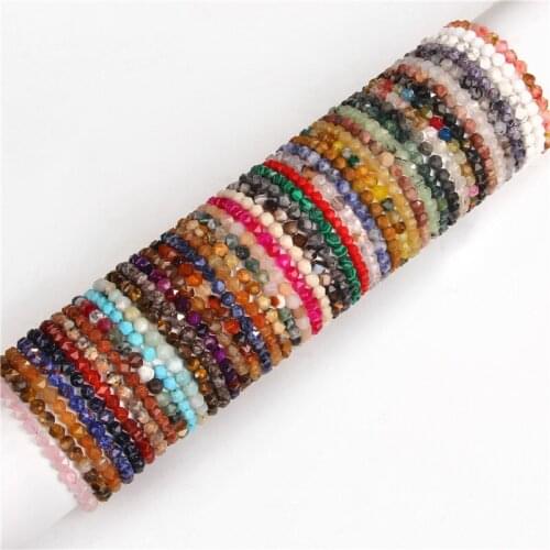 6-10 mm Amazonite Beads Bangle Natural Healing Energy Faceted Stone Bracelet Women Elastic Handmade Shiny Jewelry Pulsera Men