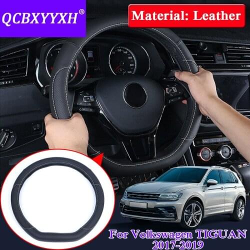 For Volkswagen Tiguan 2017-2019 Car Styling Steering Wheels Cover Leather Internal Decoration Accessories Steering Wheel Cover